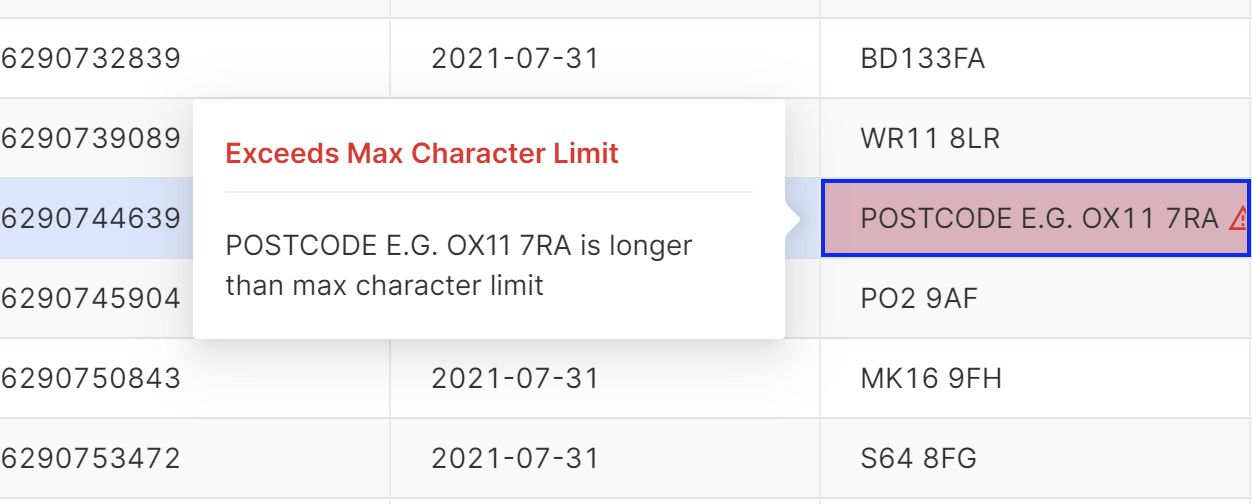 A cell with an error