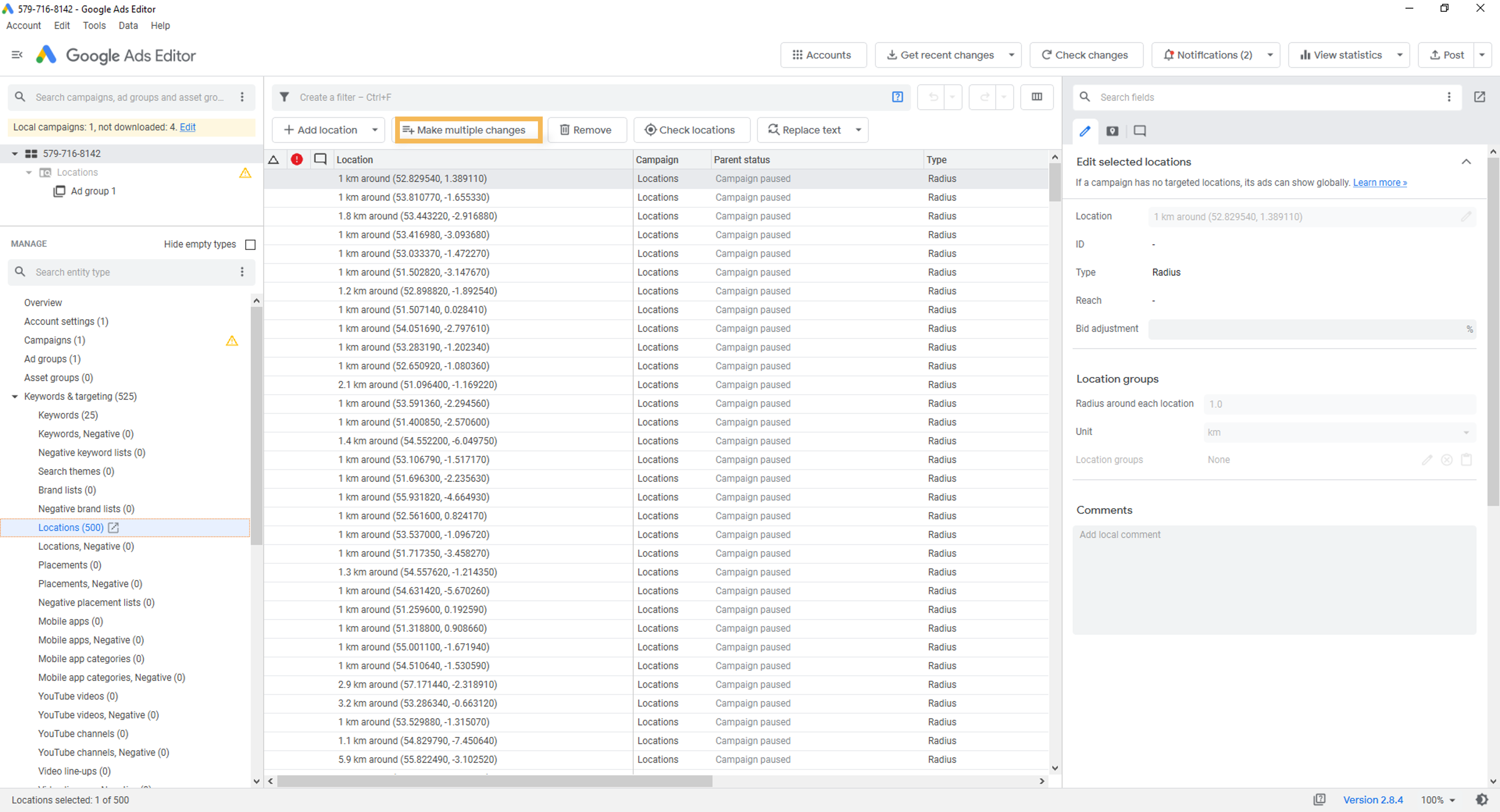 Select Make multiple changes