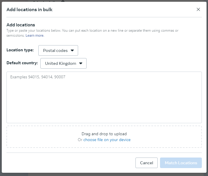 Configure for UK postal codes